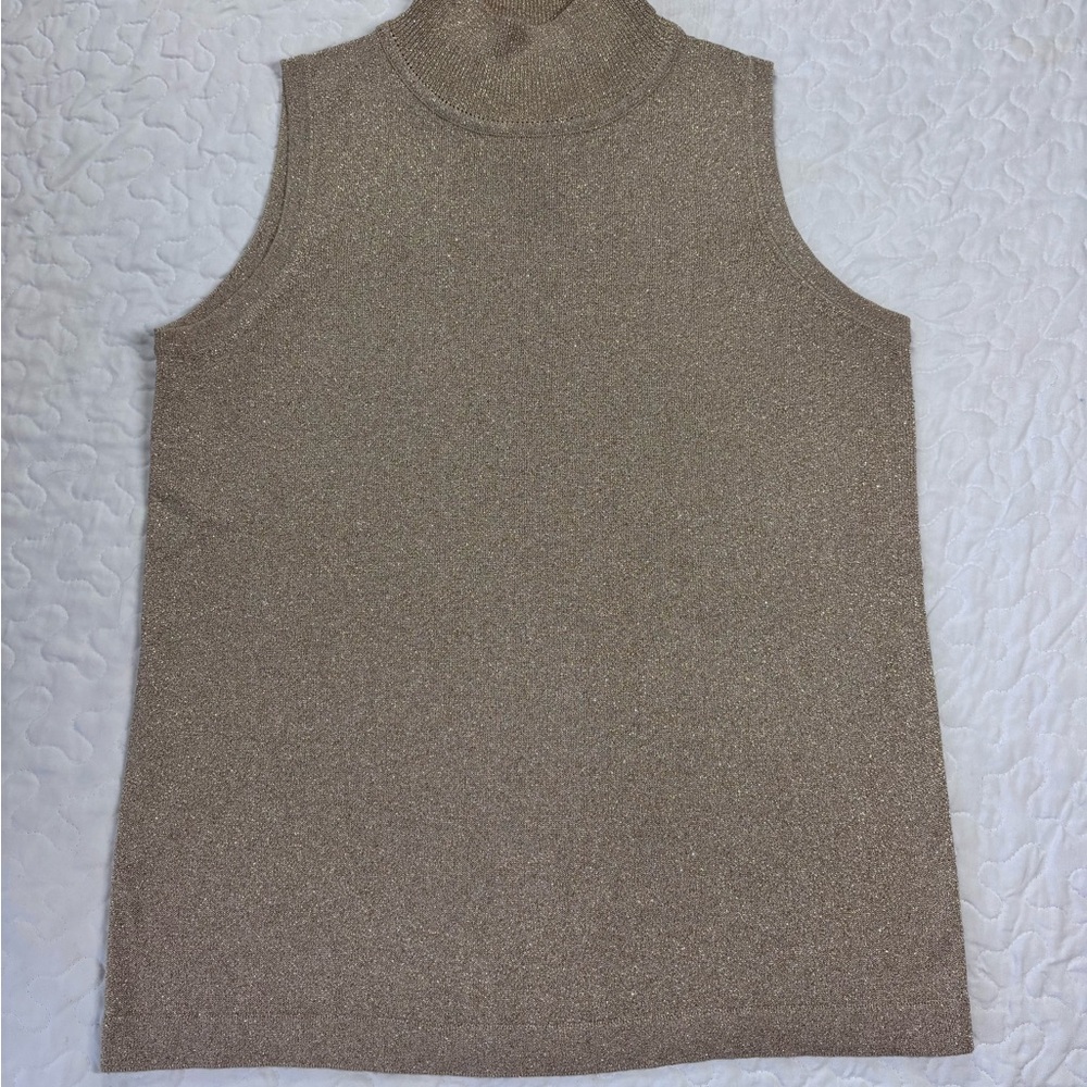 Lisa Originals Shimmering Gold Sleeveless Tank Blouse size medium